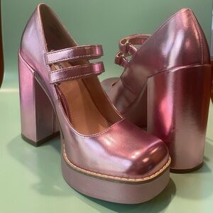 Steve Madden Twice Mary Jane Metallic Pink Pumps